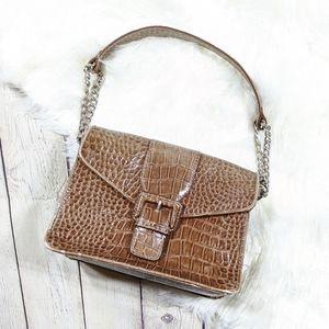 Liz Claiborne | Brown Alligator Leather Chain Bag